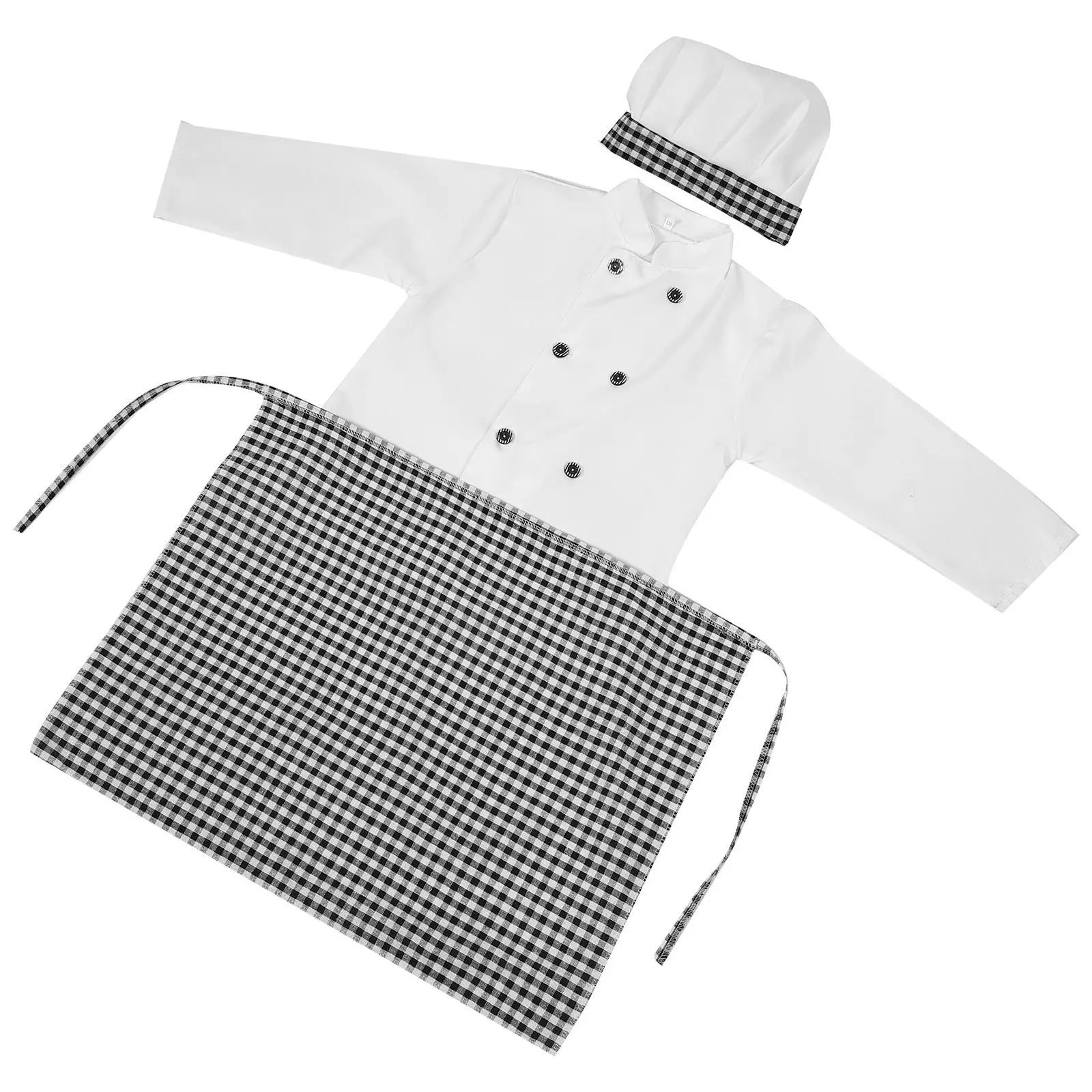 

Kids Chef Costume Children Cooking Uniform Pretend Play Clothes Hat Apron Toddler Role Costumes DIY