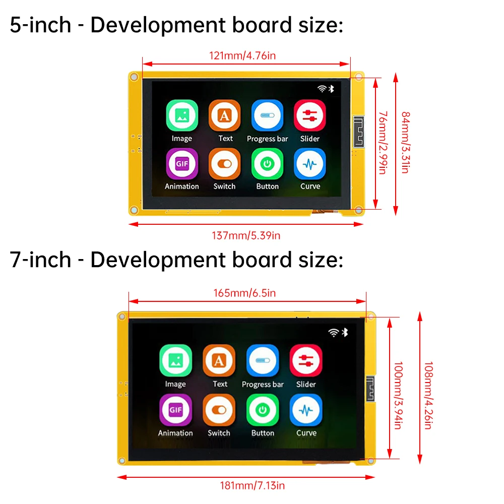 ESP32-S3 WIFI BT Development Board  5-inch/7-inch 800*480 Display Screen Type C interface RGB LCD TFT Module