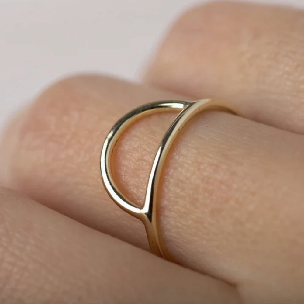 

Rings 14K Gold Filled Handmade Stacking Half Circlev Single Arch Ring Layering Jewelry for Women Party Birthday Daily Gifts