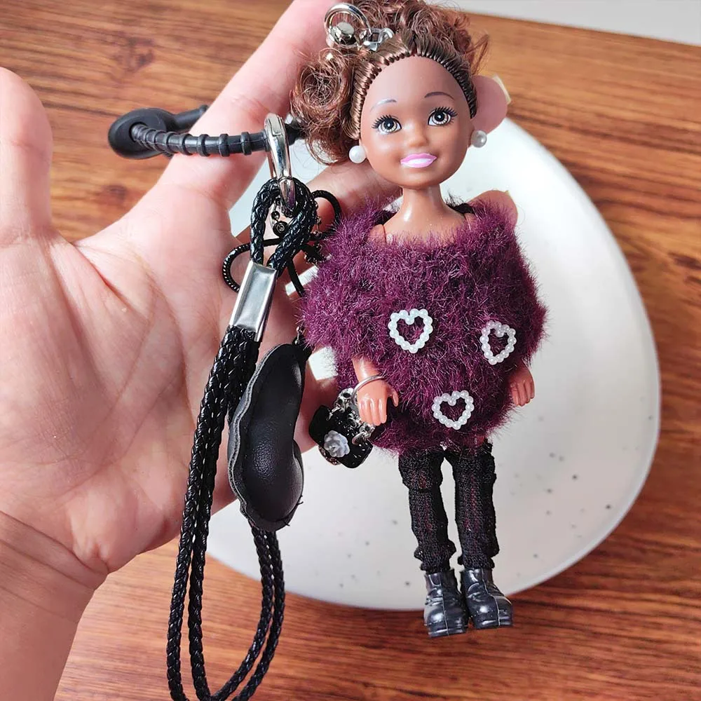 

Свитер в форме сердца для девочек, кукла-принцесса, брелок, кулон 1/12, кукла BJD, черная кожа, африканская кукла принцессы, изысканный брелок, подарки для девочек