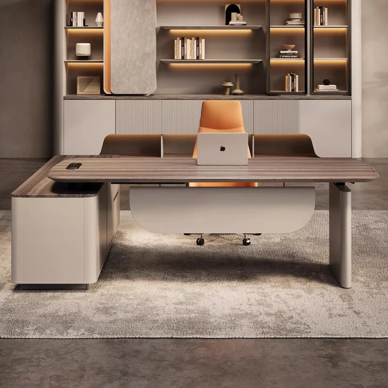 Intelligent dual motor elevable desk Modern luxury high-end design office table computer desks bureaux de travail furniture
