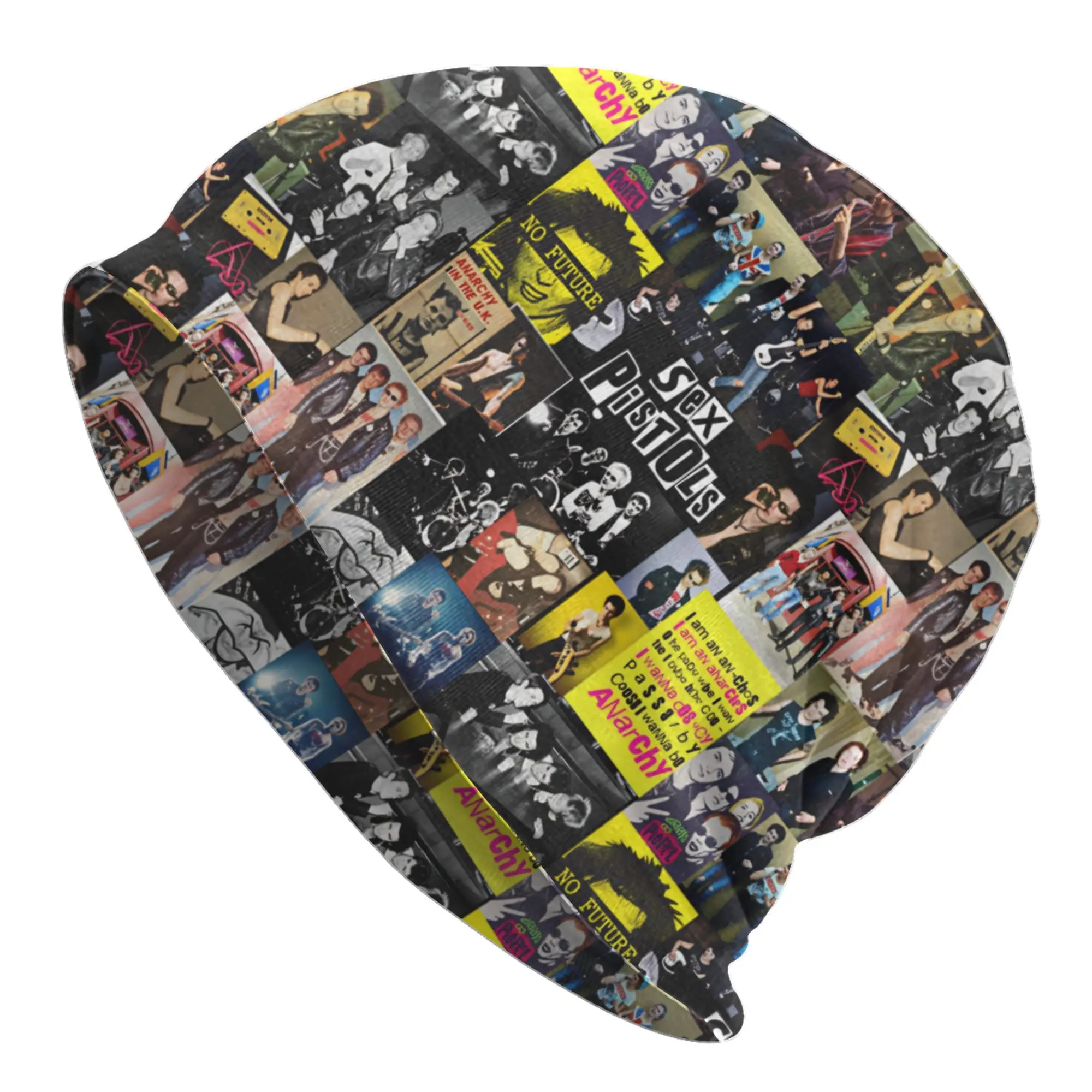 S-Sex P-Pistols Collage Skullies Beanies Caps Unisex Warm Knitting Hat Fashion Adult Heavy Metal Rock Band Bonnet Hats Ski Cap