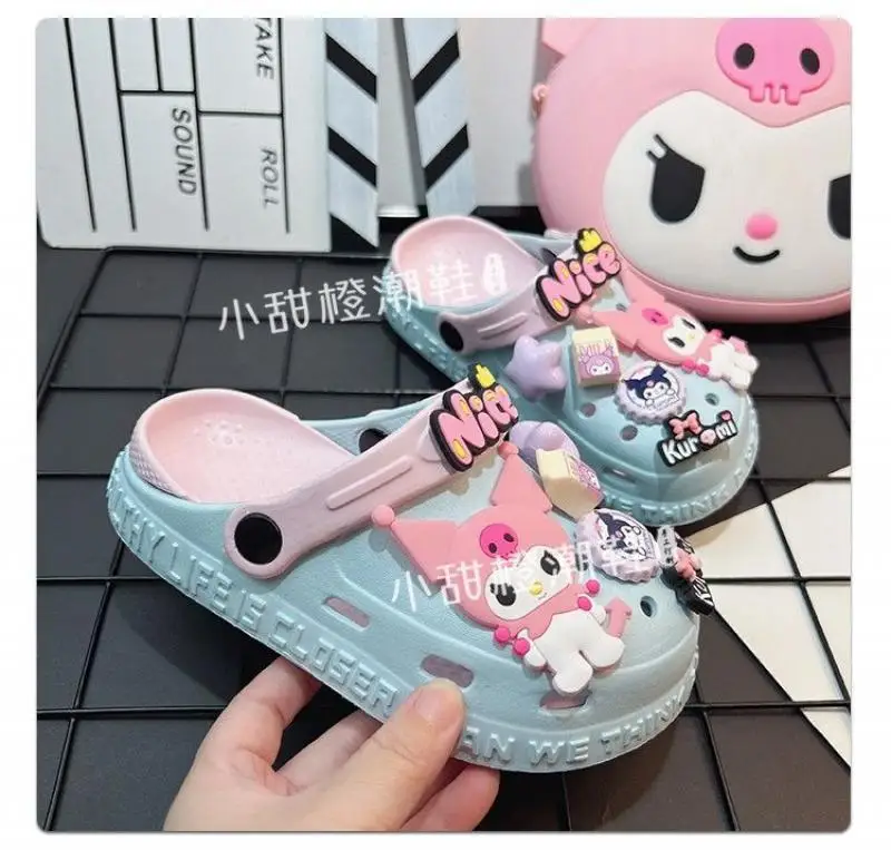 Sanrio Hello Kitty Kuromi pantofole estive Kawaii carino Anti-odore antiscivolo sandali da donna fai da te all\'aperto comode infradito