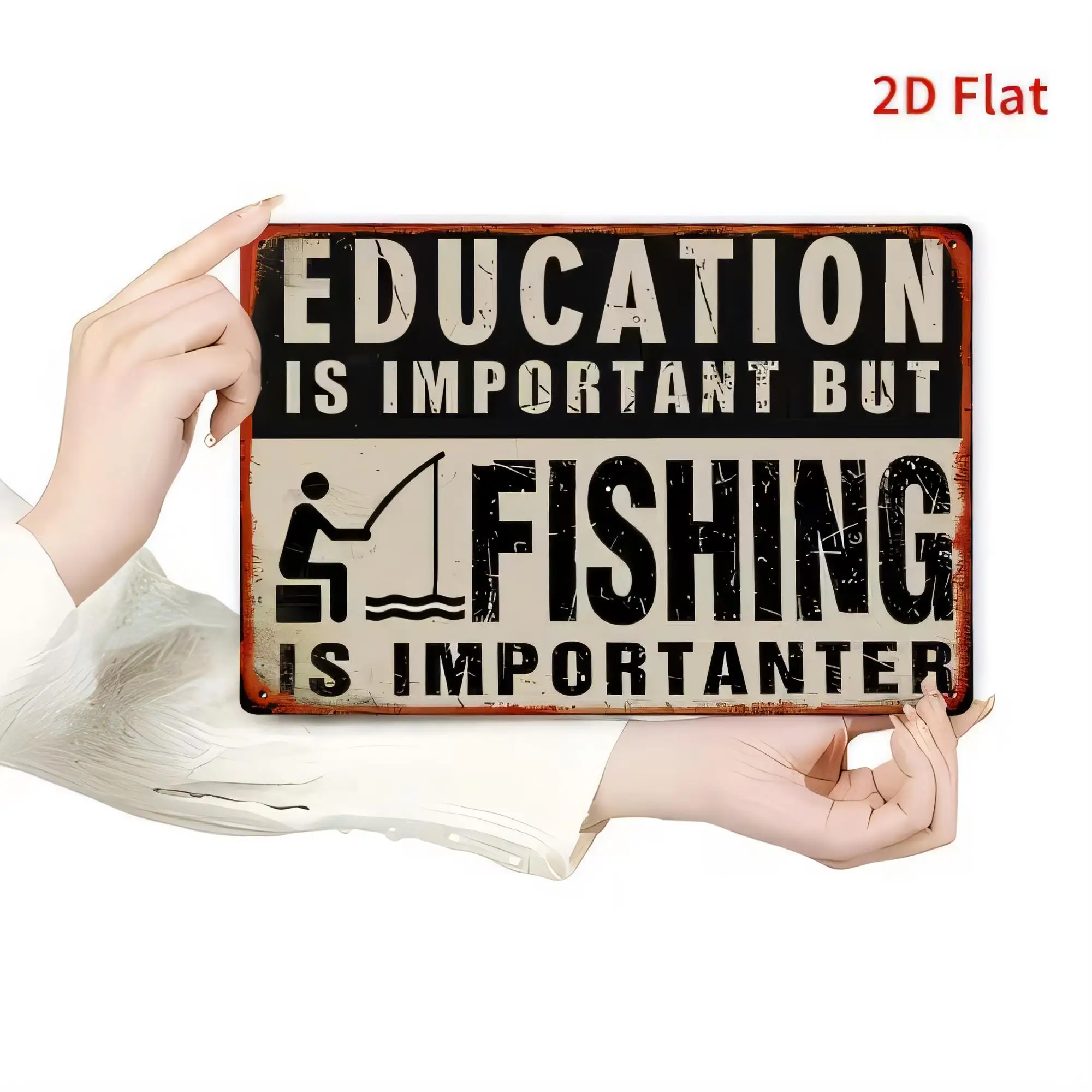 Tin Sign  Education Is Important But Fishing Is Importanter Vintage Metal Plaque Wall Art Bar Pub Garage Cabin Decor Funny Quote