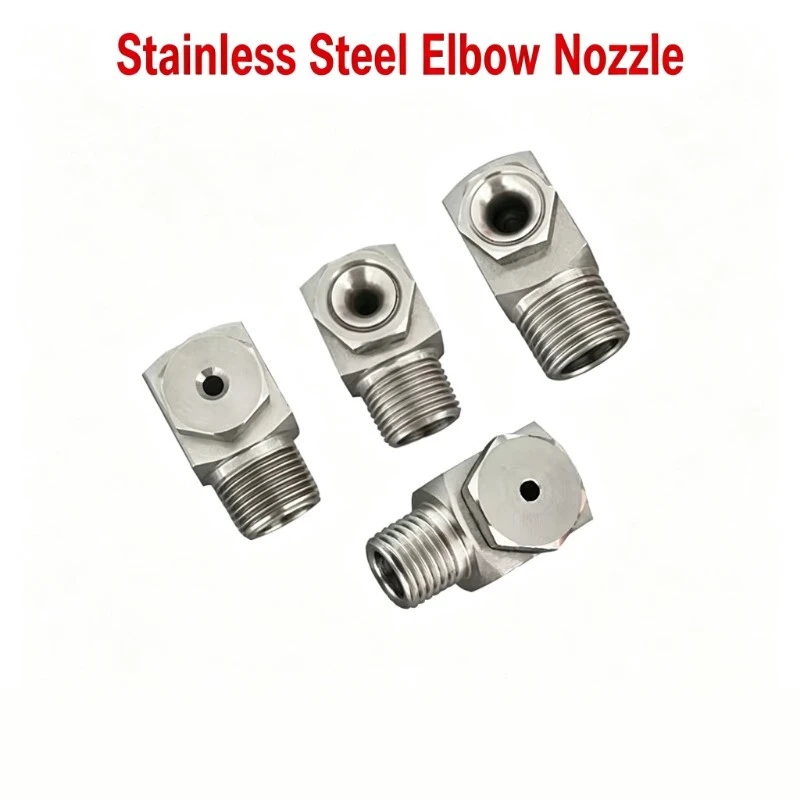 Right-Angle L-Shaped Corner Atomizing Stainless Steel Nozzle Wide-Angle Conical Hollow Solid Conical Side for Spray Cleaning