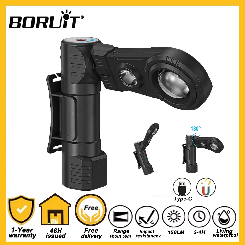 

BORUiT Multifunctional LED Headlamp Ultra Bright Auto Repair Work Light Portable Rechargeable Spotlights for Outdoor Camping