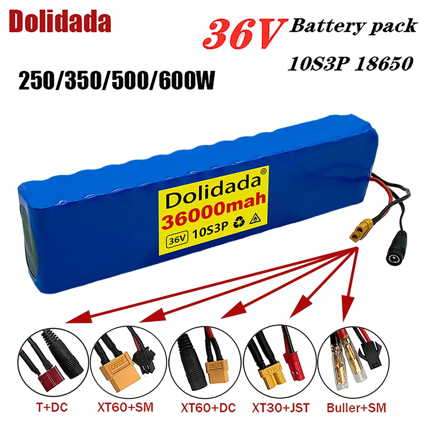 

Batterie Lithium Rechargeable 10S3P 36V 36ah 18650, 600W, pour vélo, Scooter, véhicule électrique avec BMS