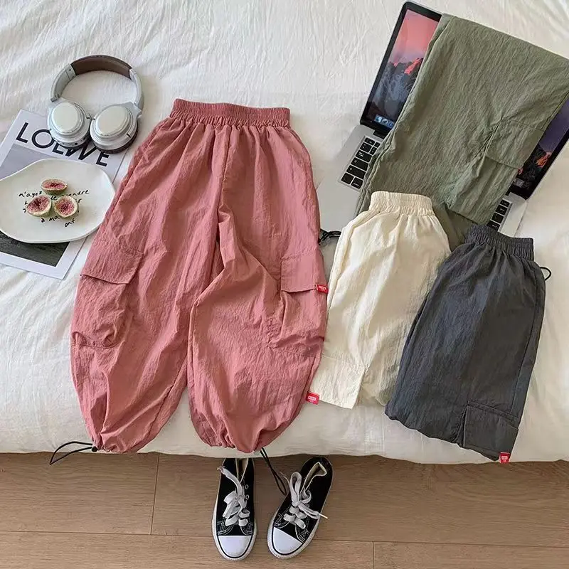 

Boys Girls Casual Pants Fashion Kids Spring Autumn Trousers Teenager Vintage Streetwea Pants Children Solid Colour Sweatpants