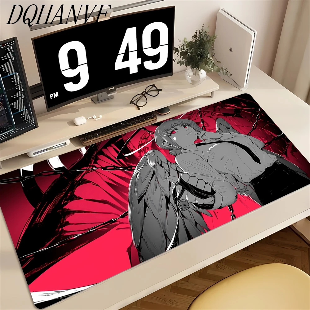 Tappetini per mouse grandi Anime Girl Chainsaw Demon Tappetino per mouse antiscivolo Computer portatile Tappetino per giocatori Accessori da gioco per PC Tappetini da scrivania fantastici