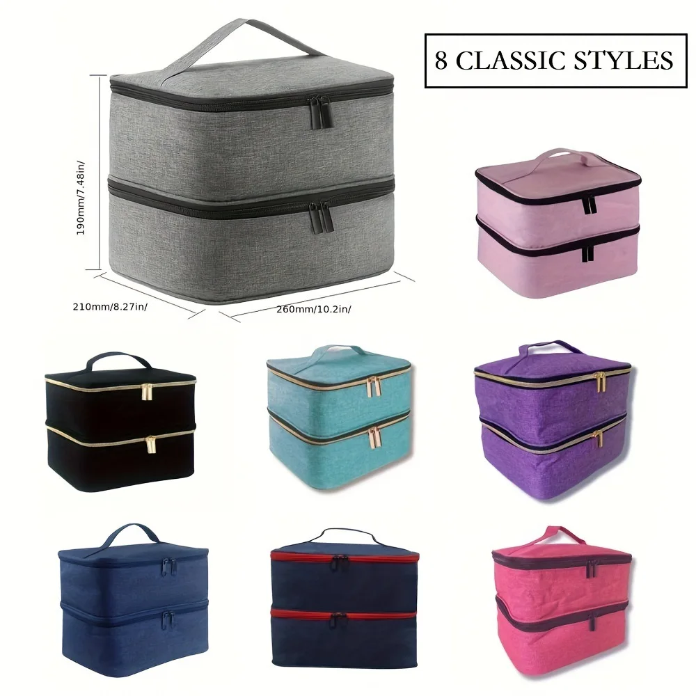 

Nail Polish Storage Bag Essential Oil Bag Portable Cosmetic Nail Care Kit Nail Care Tool Storage Box Double Layer 30 Compartment