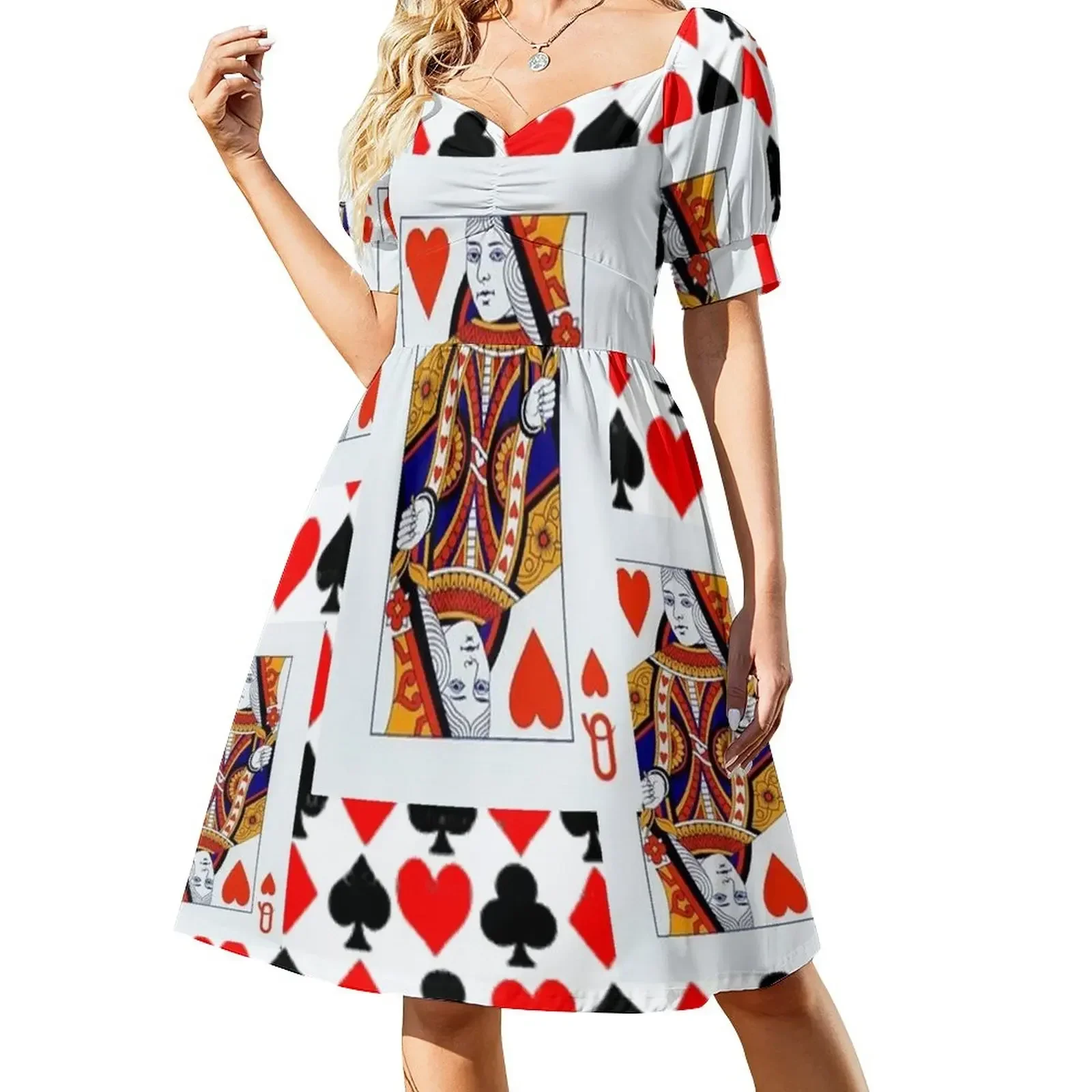 

RED QUEENS OF HEARTS PATTERNS Short-Sleeved Dress dress summer dress for women women evening loose women's