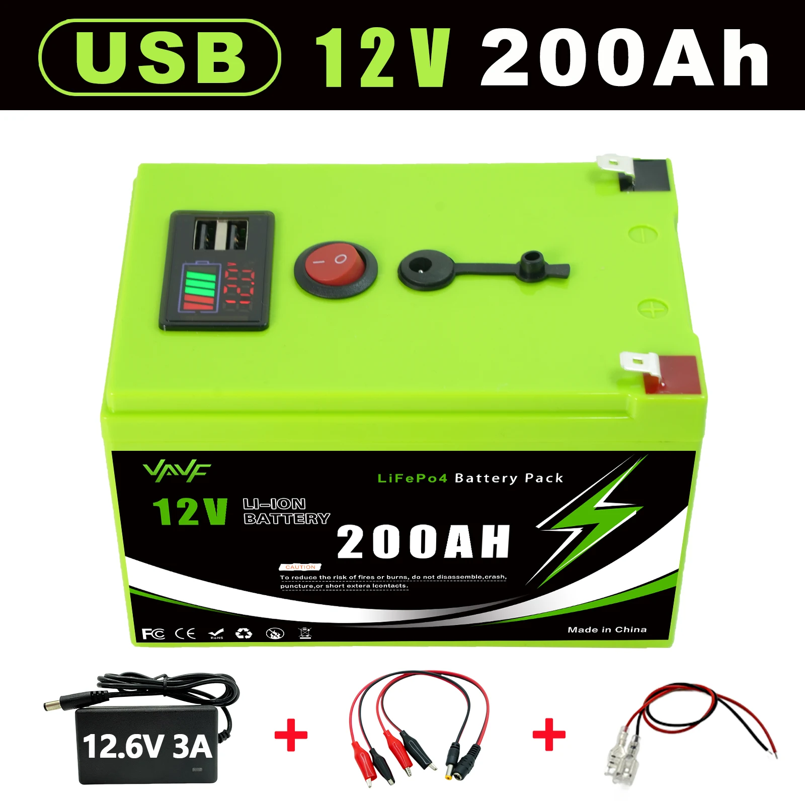 

Brand New 12V 200Ah LiFePO4 Upgrade Deep Cycle Battery,BMS Equipped for Fish FinderPower Wheels,Solar RVs,Scooters