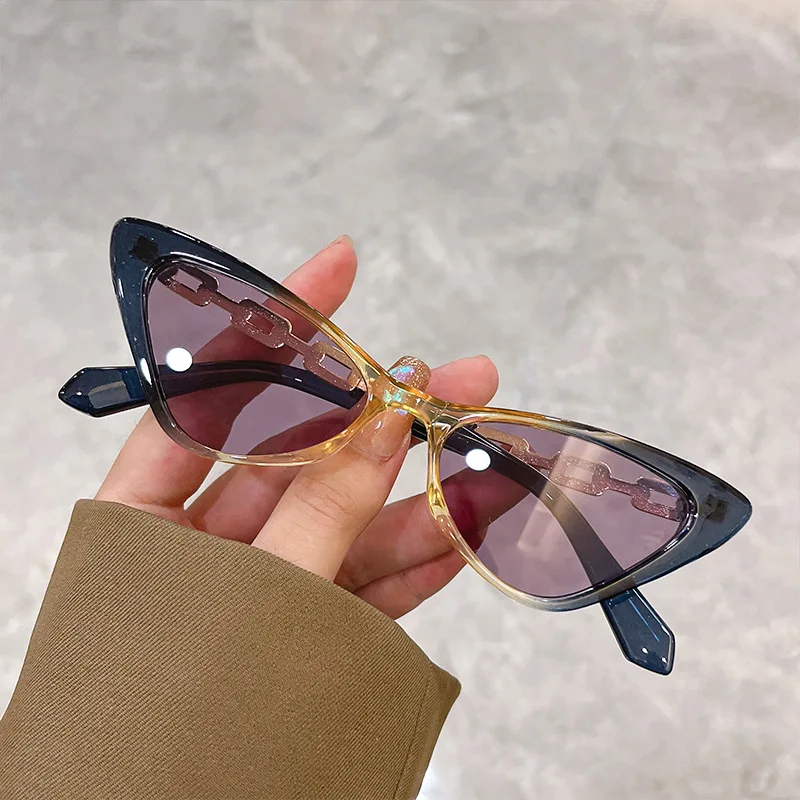 Personalisierte Cat-Eye-Sonnenbrille, trendige und vielseitige Damen-Sonnenbrille mit kleinem Rahmen, UV-beständige Sonnenschutzbrille