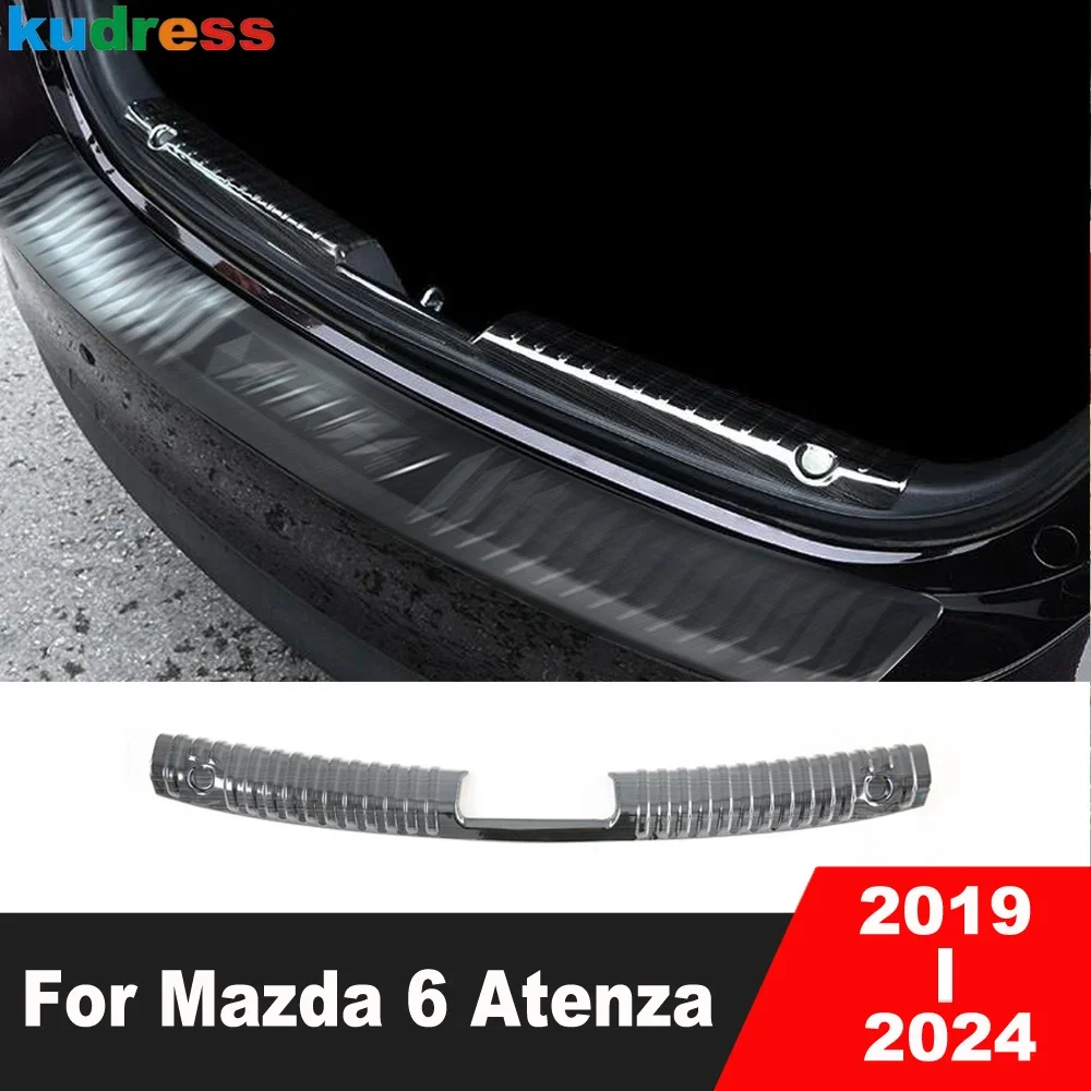 For Mazda 6 Atenza 2019-2021 2022 2023 2024 Steel Car Rear Trunk Bumper Cover Trim Tailgate Door Sill Plate Guard Accessories