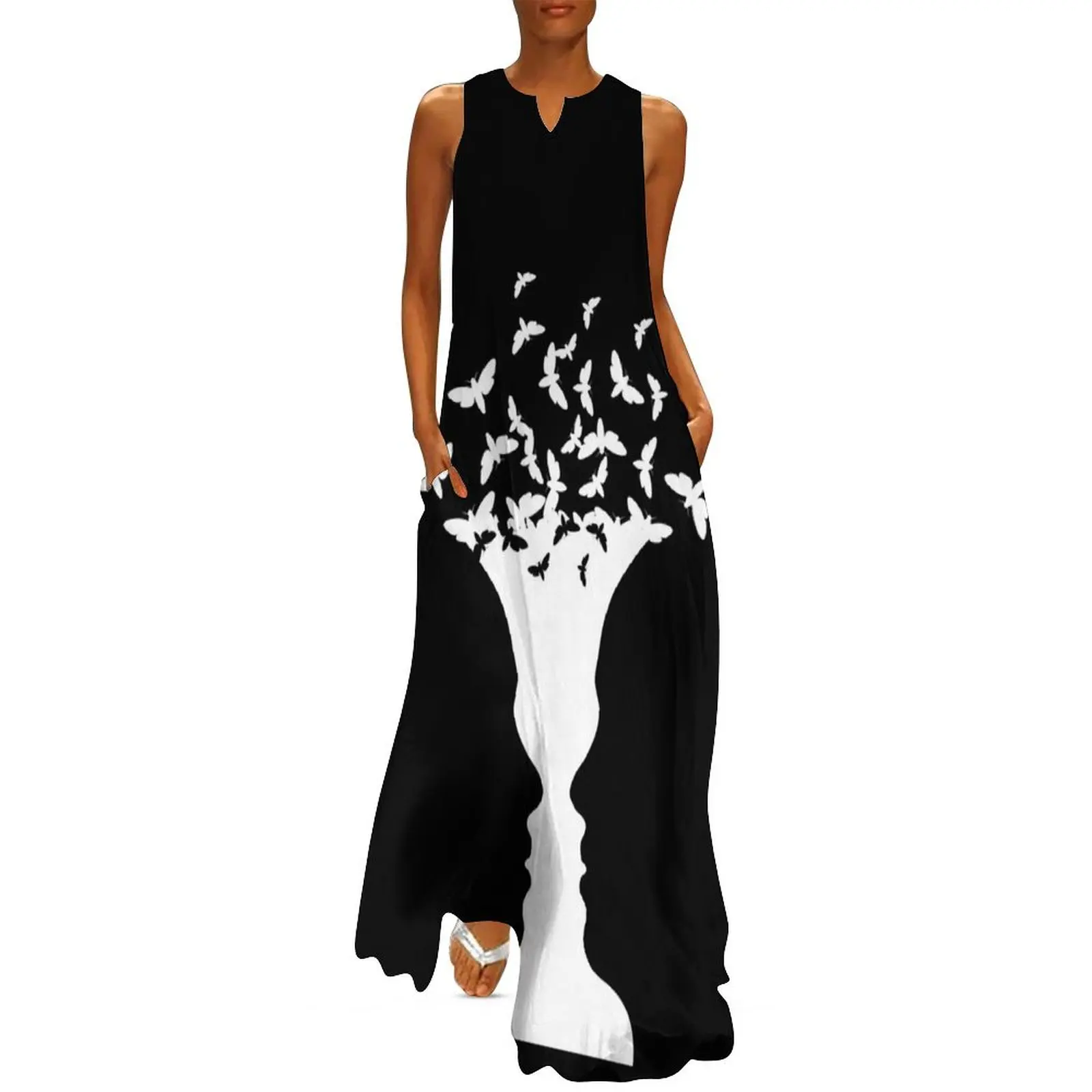 Black and white trippy optical illusion Long Dress dresses ladies 2024 summer dress dresses