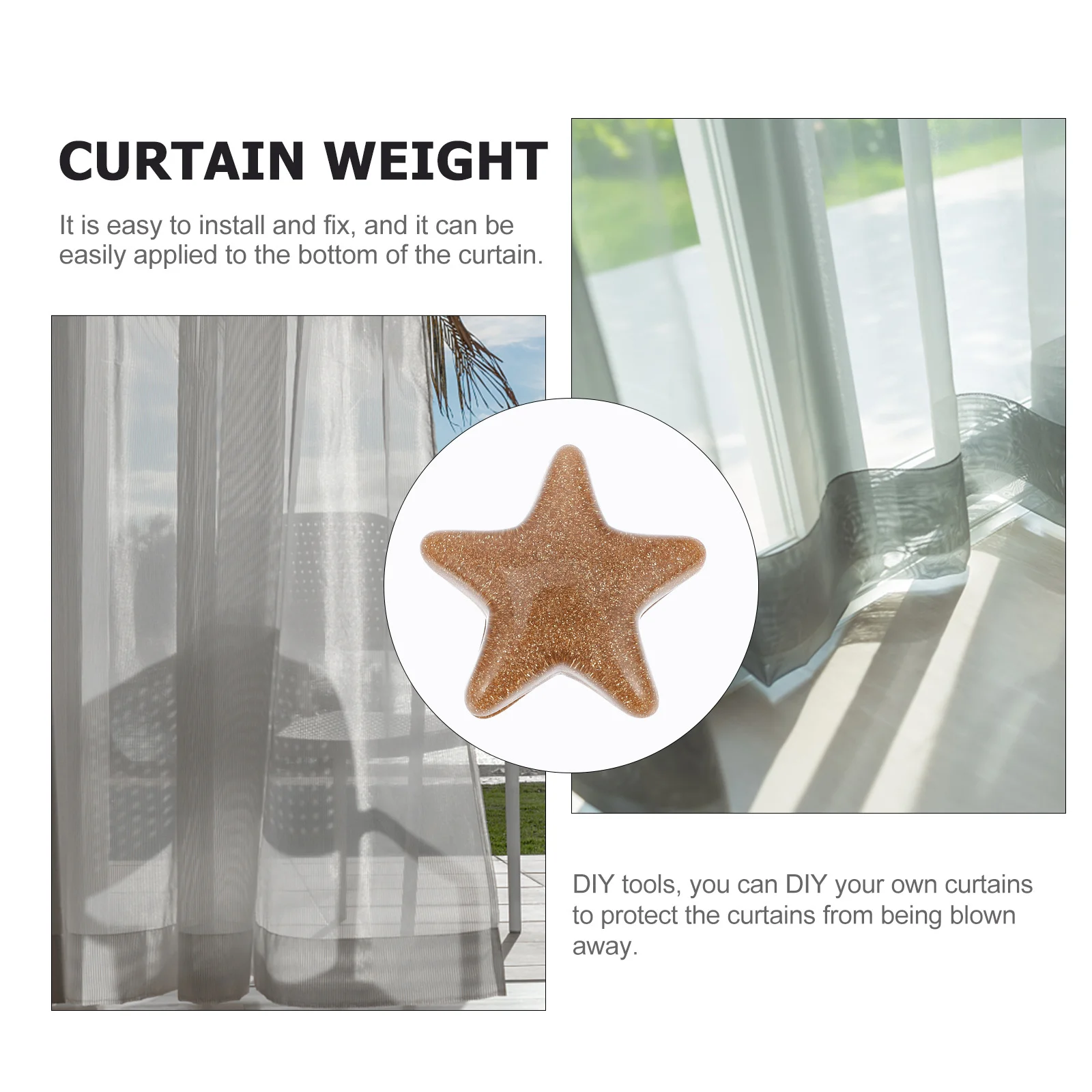

6pcs Curtain Magnet Bottom Weight Five-Star Shaped Draping Block For Bathroom Diy Screening Magnetic Weights Hanging Decor