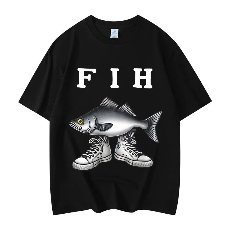 

Funny Fih Misspelled Fish Shoes Meme Graphic T Shirts High Street Fashion Short Sleeve T-shirts Unisex Casual 100%cotton T-shirt