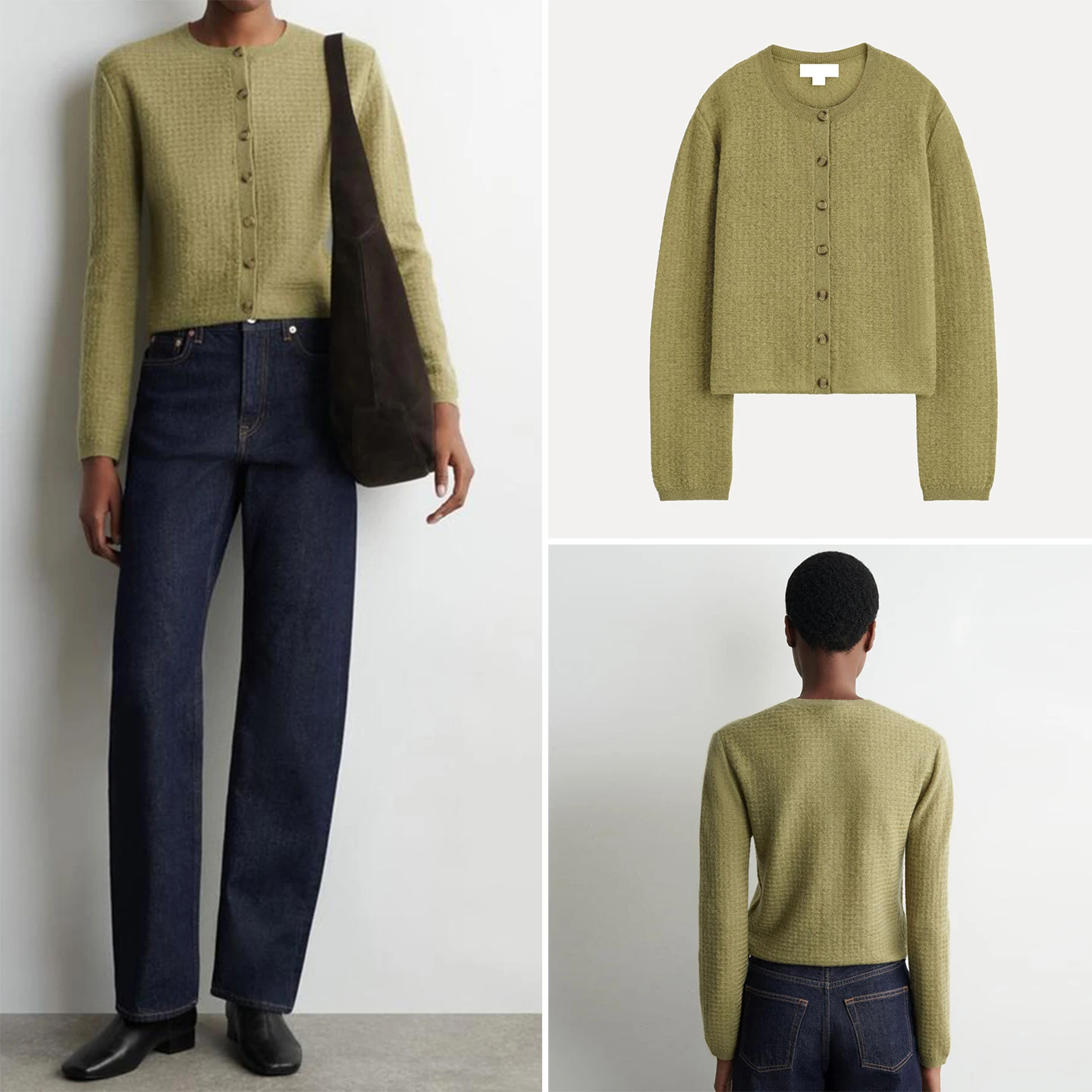 

Women's Knitted Cardigan 2026 Spring Season Versatile Simple Zigzag Pattern Regular Fit Long Sleeve round Neck Short Style