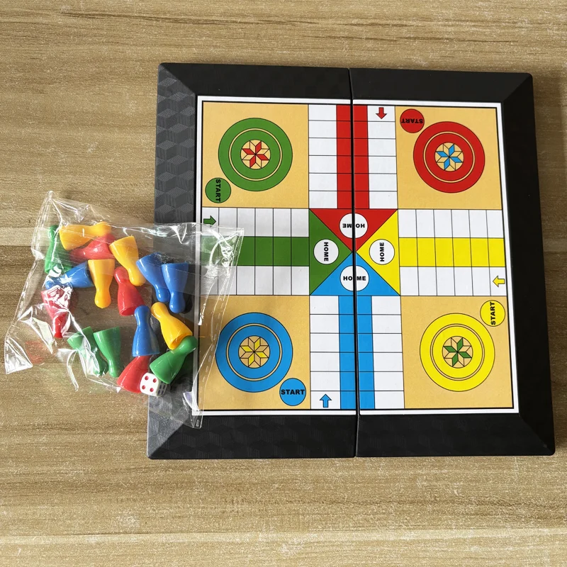 Ludo ゲームセット ストラテジーゲーム 親子インタラクション 折りたたみボード付き 旅行 家族ゲーム ティーン向け 子供用 パーティーおもちゃ