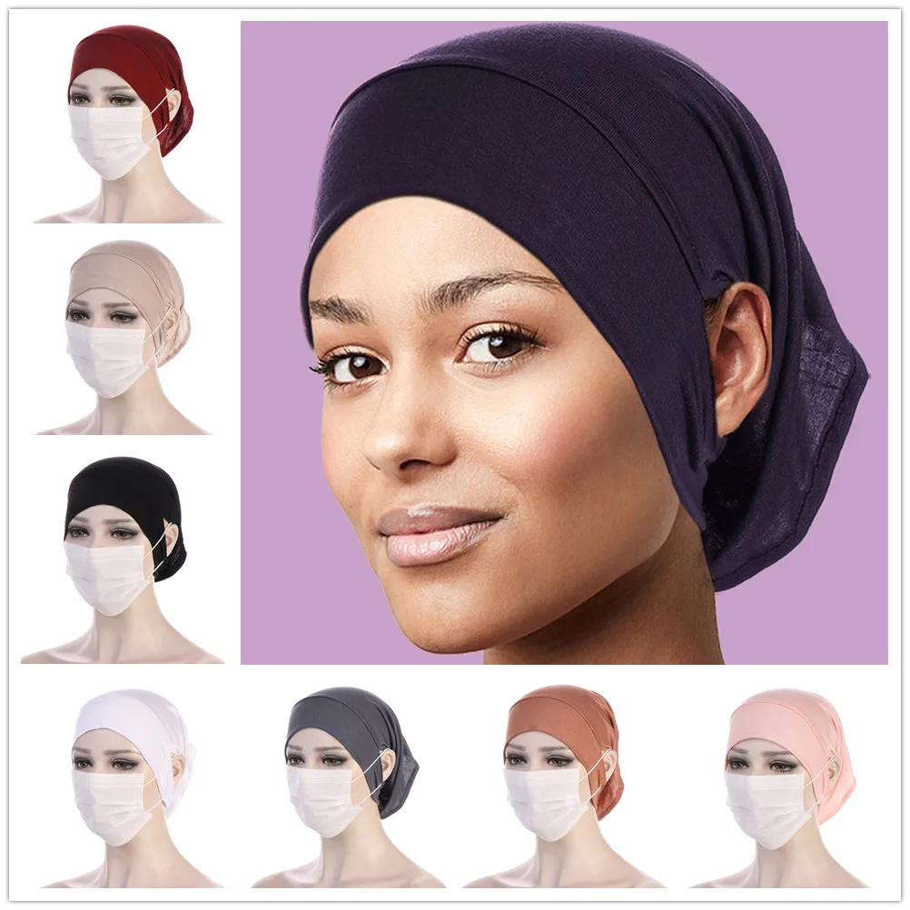 Turbante Africano para la cabeza para mujer y niña, gorro suave y elástico de Color sólido, transpirable