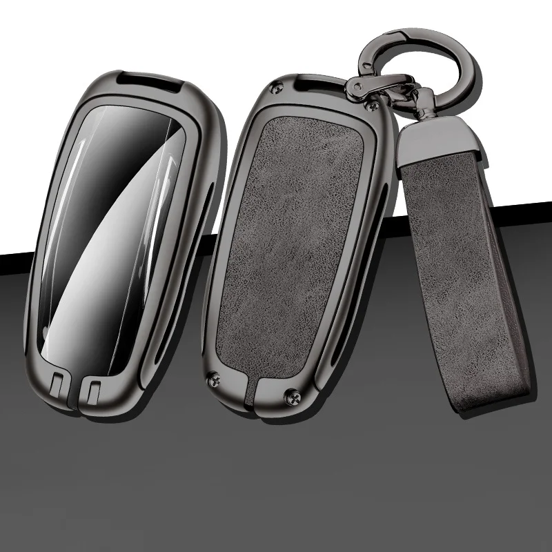 New Zinc Alloy Leather Car Remote Key Case Cover Holder Fob Protector Shell for Tesla Model X Tesla Auto Interior Accessories