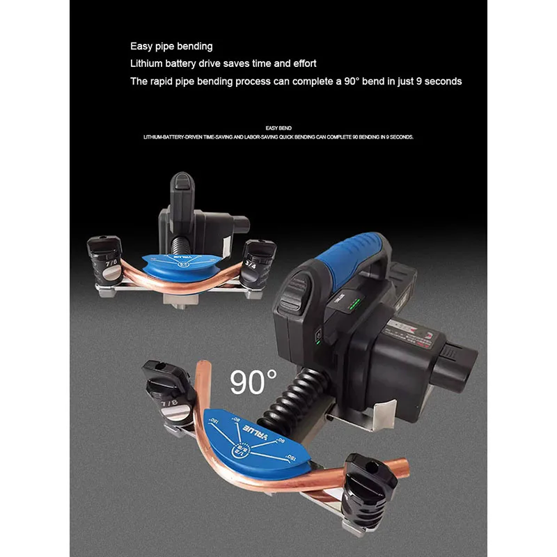 9S Fast 90° Electric Tube Bender High Strength Air Conditioning Pipe Bender With 7In1 Wheel For Easy To Switch Different Pipe