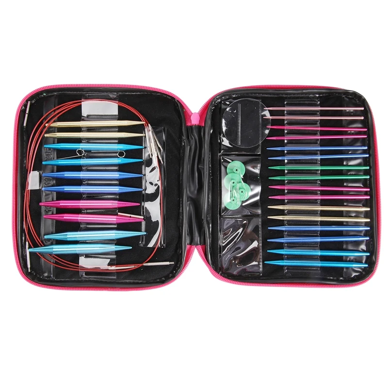 26 Pieces Aluminum Interchangeable Knitting Needle Set,13 Size
