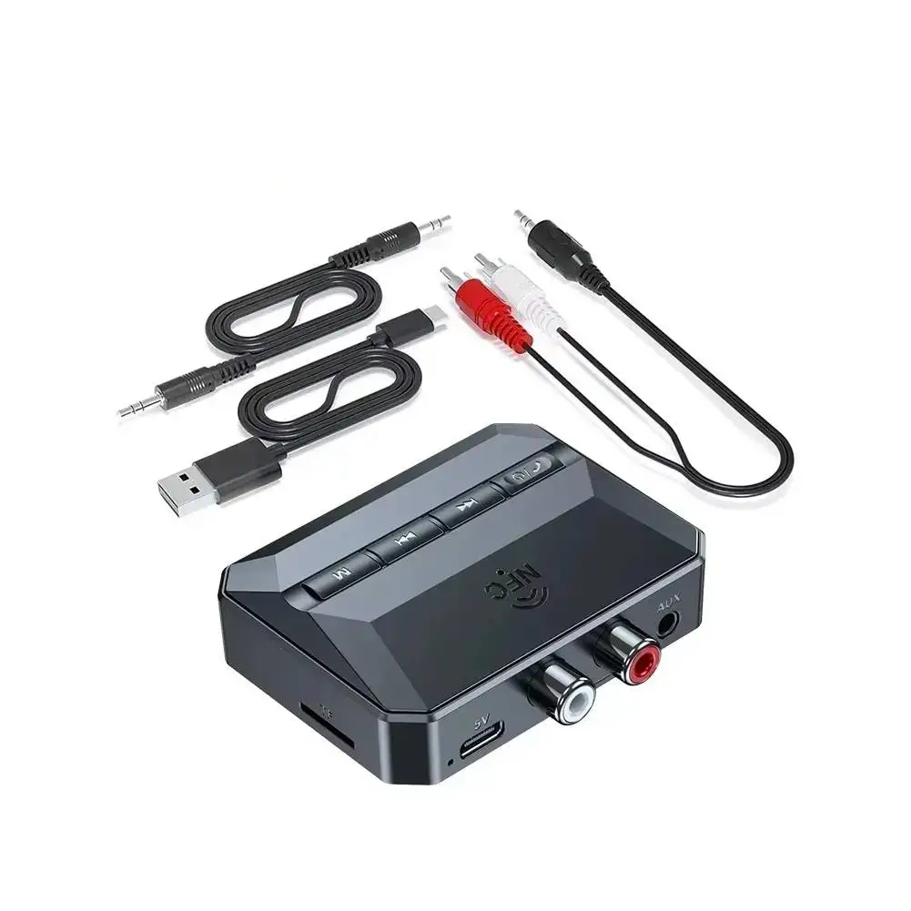 NFC 5.3 Wireless Audio for hifi Adapter for Car Home Use Portable 10x9x3cm ABS Black Audio Streaming Device NFC
