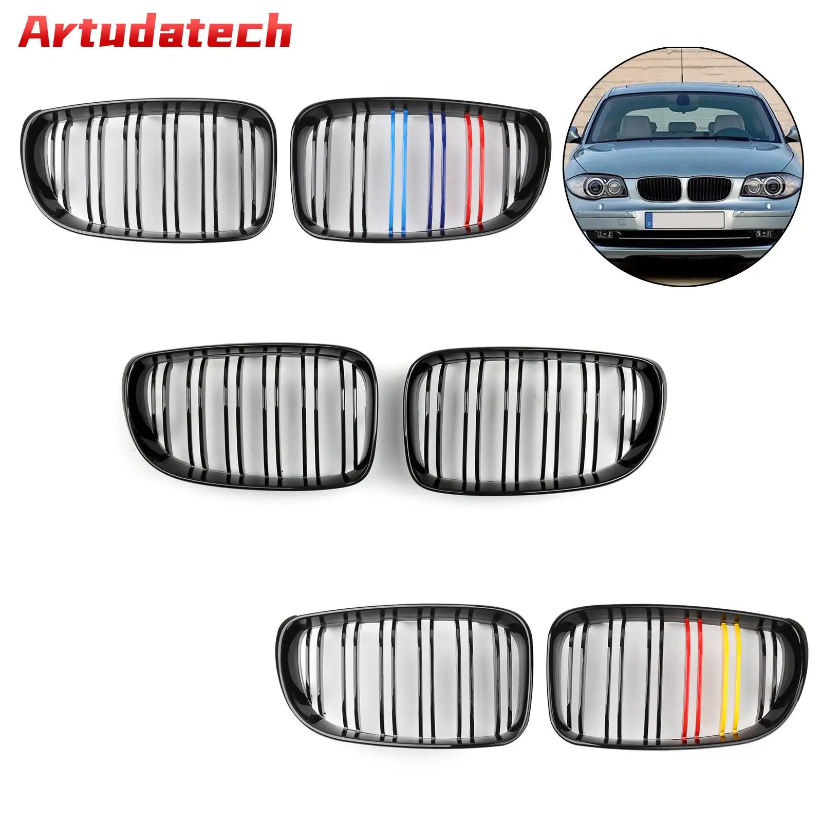 

Artudatech For BMW 1-Series E81 E87 E82 E88 128i 135i 2008 2009 2010 2011 2012 Front Double Line Grille Car Auto Accessories