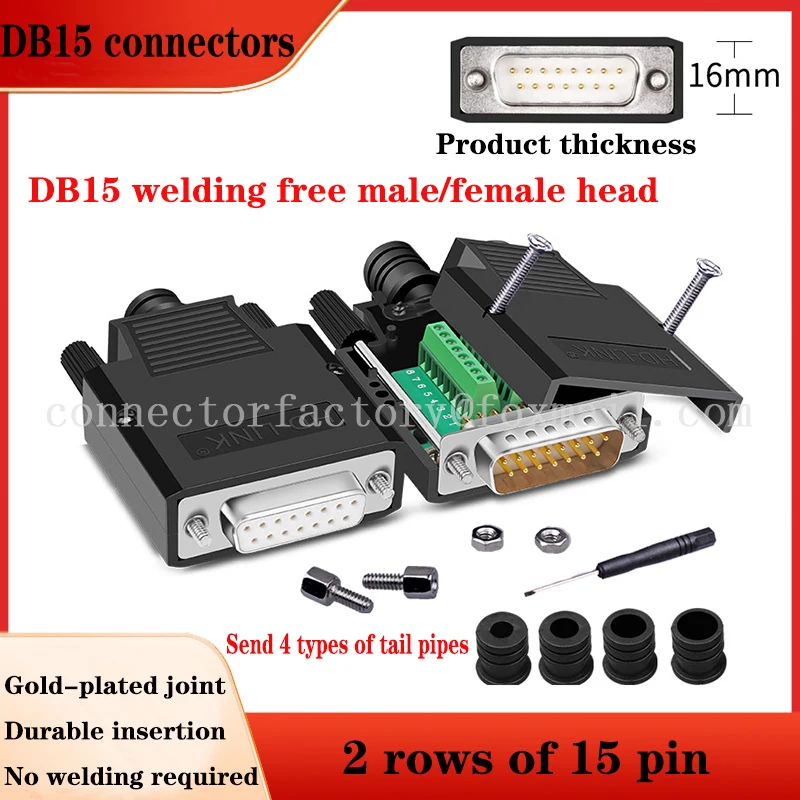 

D-SUB Welding Free DB15 Parallel Port 2 rows of 15 pin hole Connectors DB15 Male And Female Terminal Adapter Plate