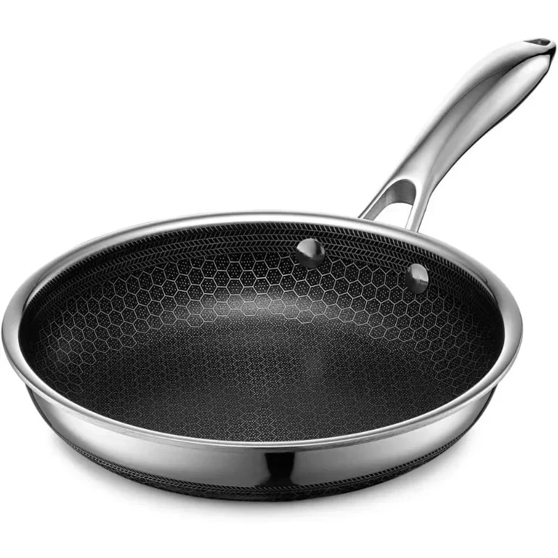 HexClad Hybrid Nonstick Frying Pan, Stay-Cook Handle, Dishwasher and Oven Safe, Induction-Ready, Various Sizes Available