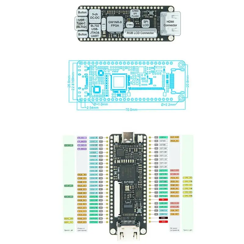 2X Tang Nano 9K FPGA Development Board GOWIN GW1NR-9 RISC-V HDM Kit