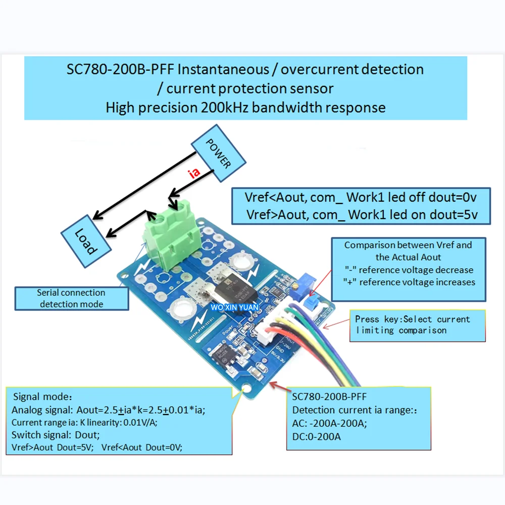 

1PCS [ SC780-200B-PFF Bidirectional AC OR DC current detection module -200A-200A ] SC780 ACS758LCB ACS758 Same function