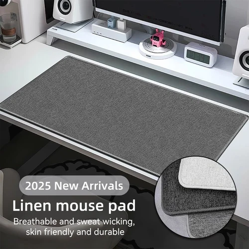 Imagen 2 del producto Alfombrilla de ratón de oficina de gran tamaño, alfombrilla de lino para escritorio, alfombrilla protectora impermeable para escritorio, alfombrilla antideslizante para ratón para ordenador portátil y Juegos de PC