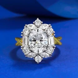 14K Gold Vintage Lab Diamond Ring 100% Real 925 Sterling Silver Party Wedding Band Rings for Women Engagement Jewelry Gift