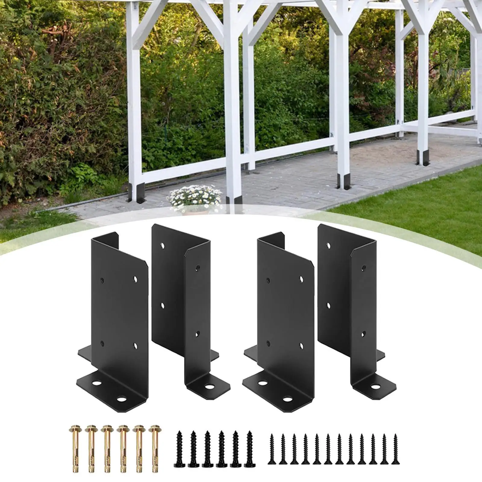 4x Adjustable Deck Post Anchor Brackets Hardware for Decking Mailbox Pergola
