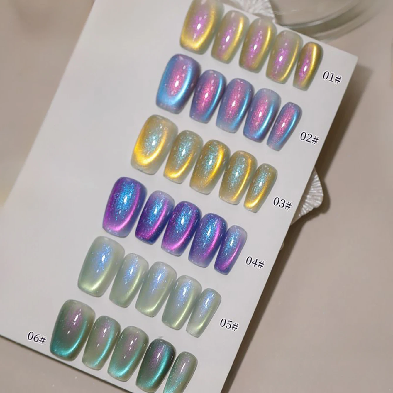 1-9pcs ZH Aurora Cat Eye Gel Nail Polish Magnetic Nail Blue Green Aurora Effect UV/LED Lamp Curing Soak Off Glitter Nail Art