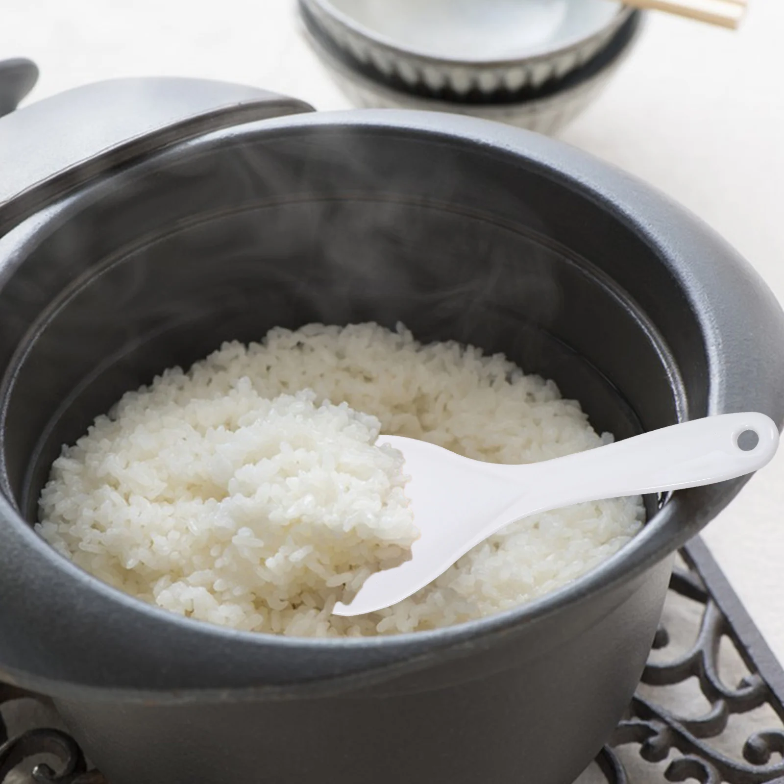 Rice Spoon Non-Sticky Wear-Resistant Lightweight Kitchen Paddle Compact Reusable Rice Spatula Practical