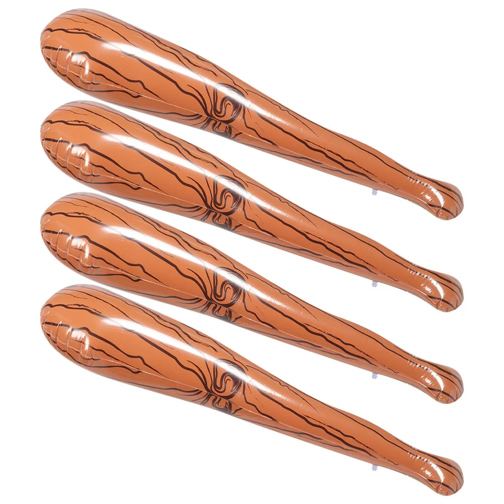 4 Pcs Inflatable Baseball Bat Bats Party Cheering Sticks Wood Grain Sports Child