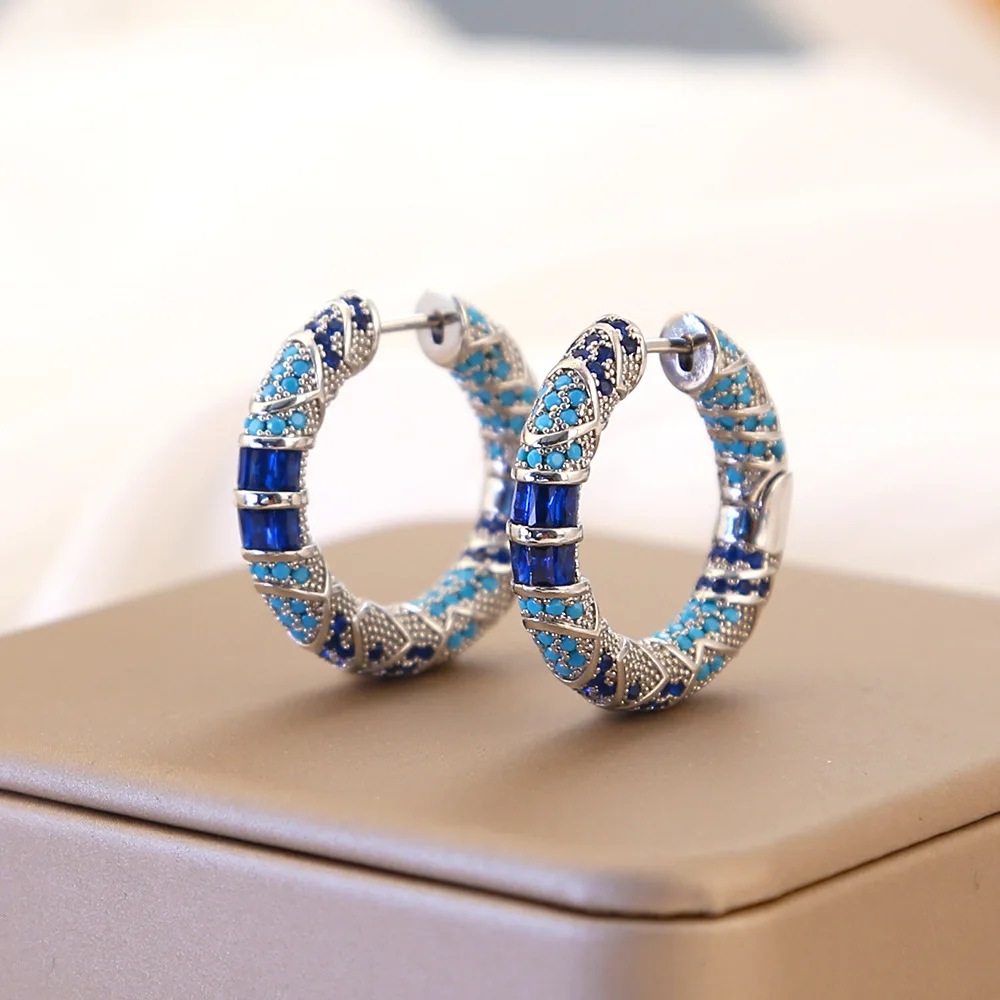 

Vintage Style Blue Zircon Classic Minimalist Women's Earrings Selected Fashionable Ear Ring Accessories