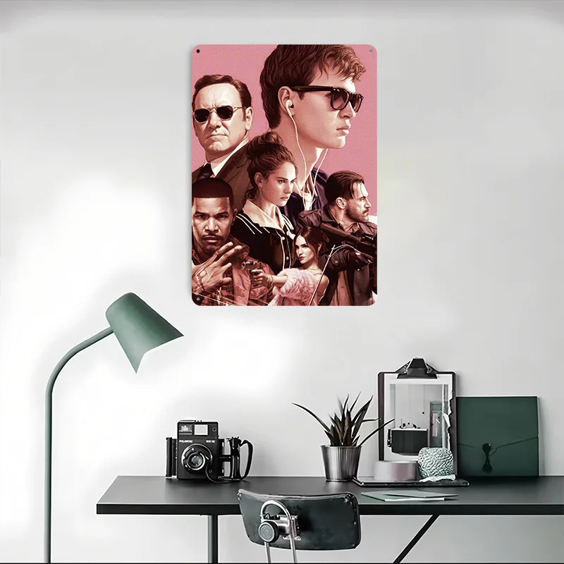 ملصق معدني مطبوع عليه فيلم سائق الطفل لتزيين غرفة النوم للمنزل، علامات قصدير معدنية قابلة للتخصيص لتزيين الحائط، عصا ديكو