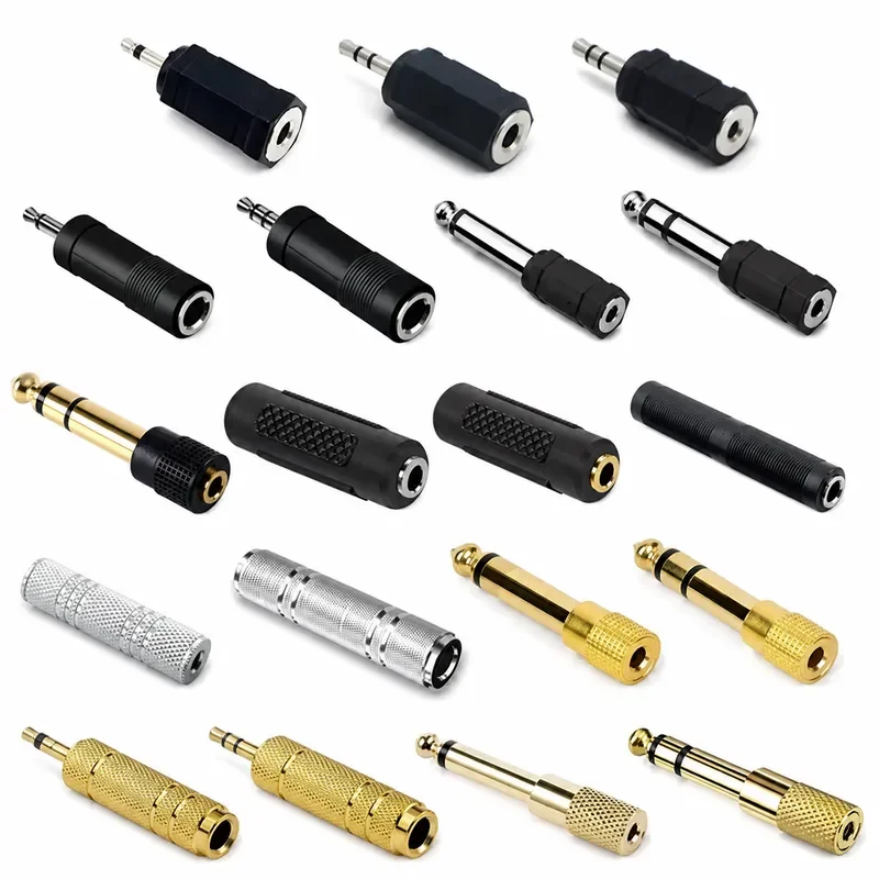 5pcs 6.35/6.5mm Stereo Mono Male to 3.5mm Audio Stereo/mono Jack Female Male Audio Plug Connector Adapter Converter Speaker
