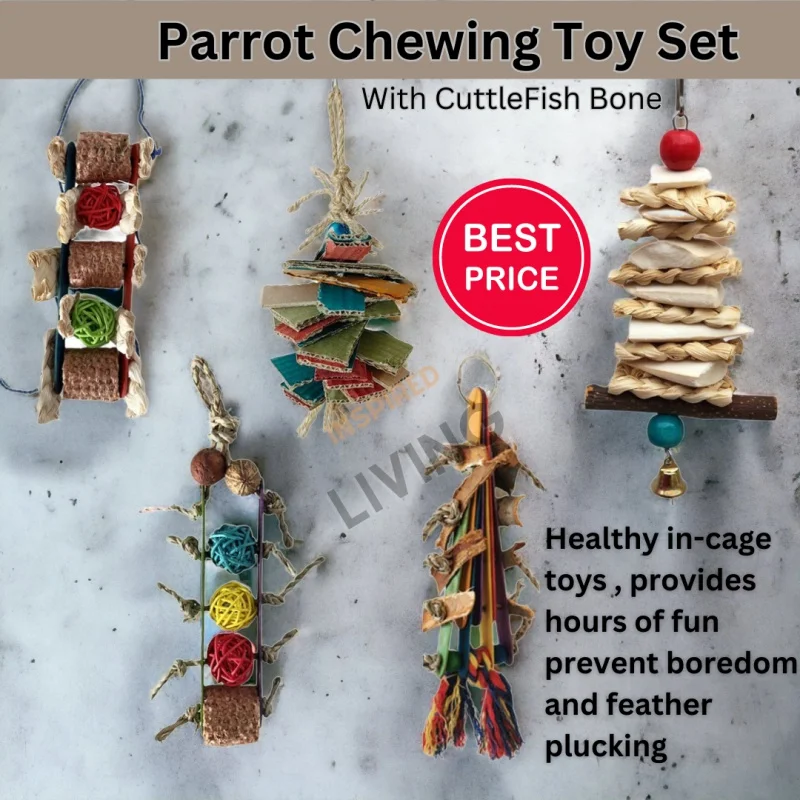 

Parrot Chew Toy Set of 4 - For small to medium size birds - Lovebirds , parrots , cockatiel , budgies