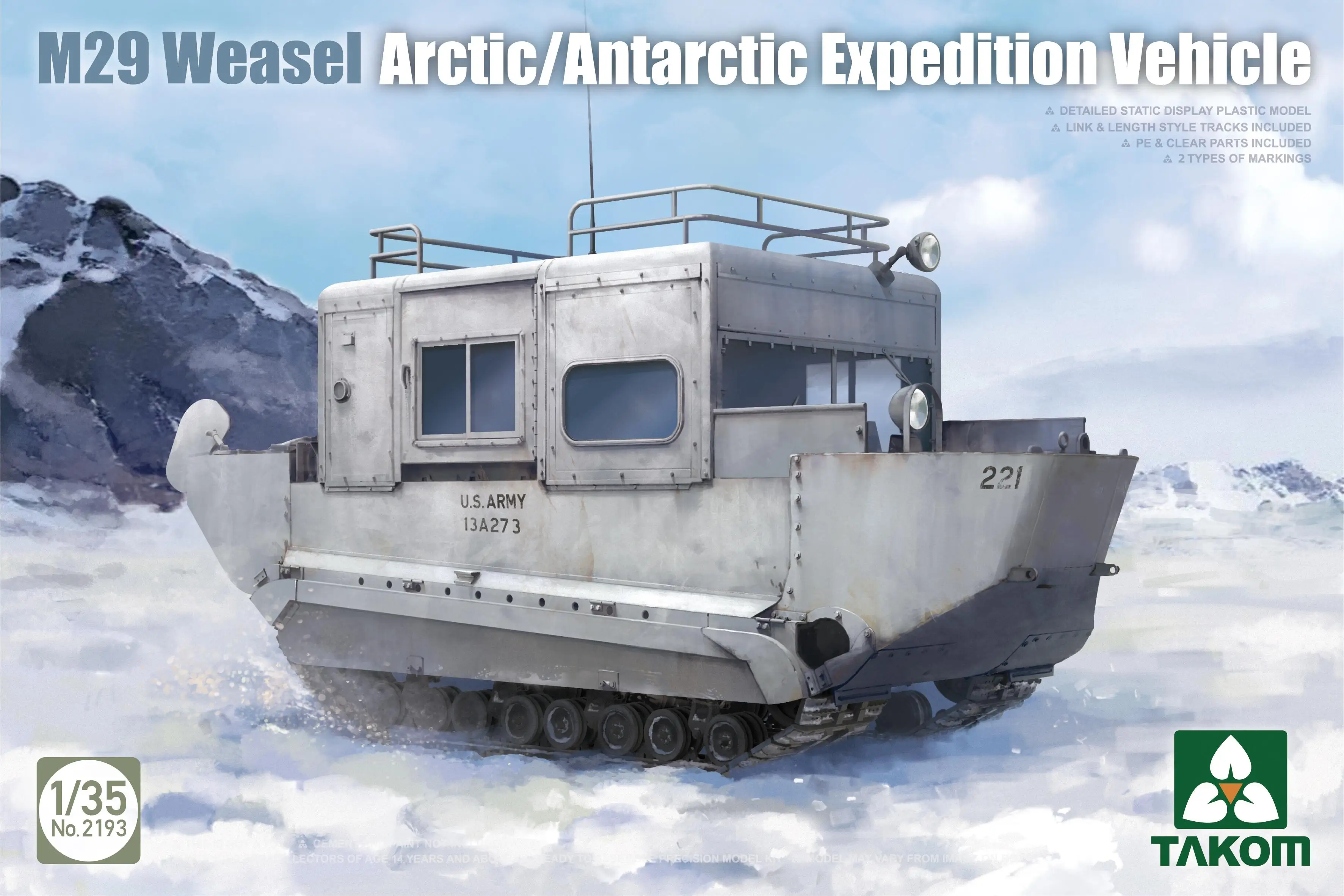 

TAKOM 2193, масштаб 1/35, комплект модели автомобиля Weasel Arctic/Antarctic Expedition M29