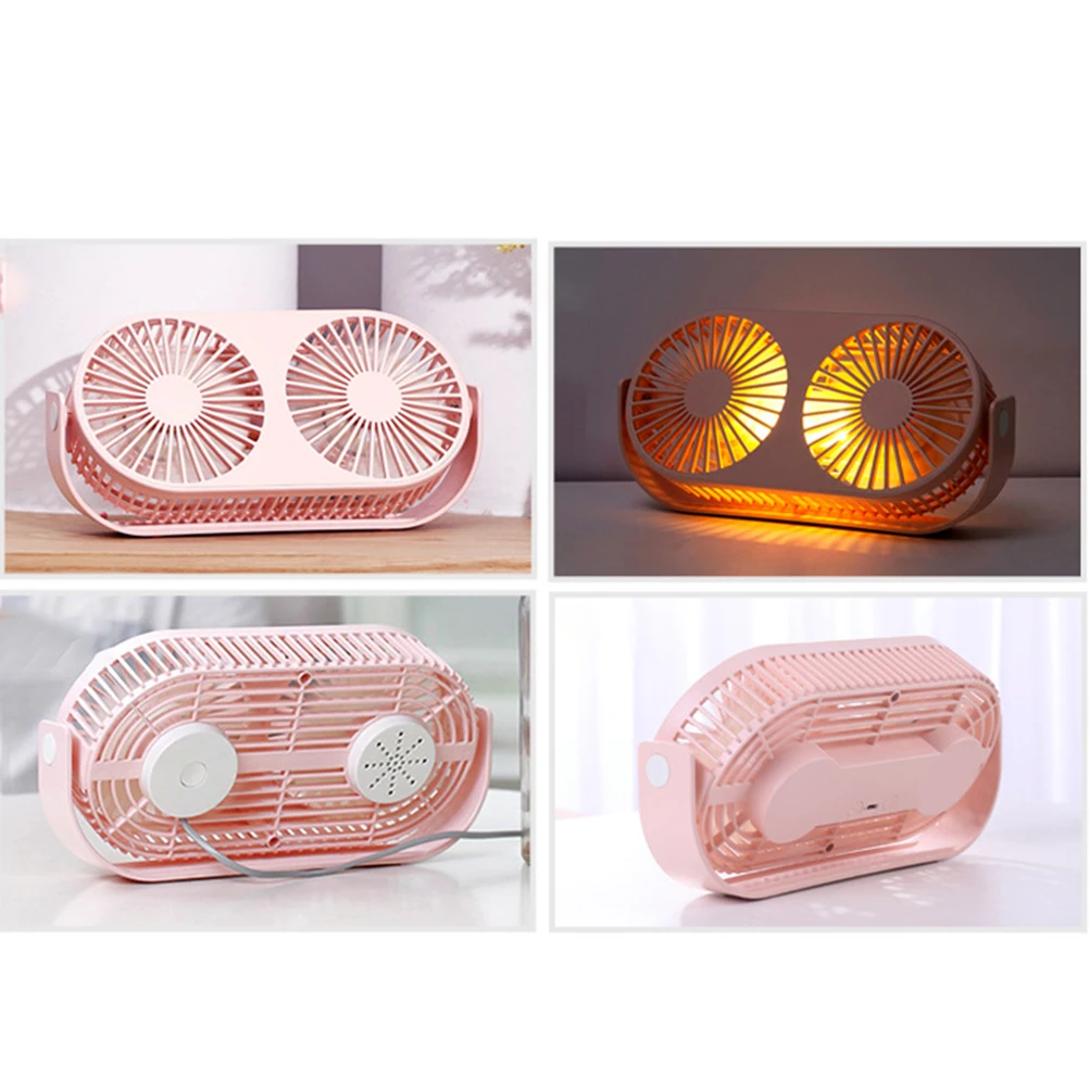 

Double Head Fan Night Light USB Portable Mini Handheld Tabletop LED Aromatherapy 360 Degree Rotation Durable Material