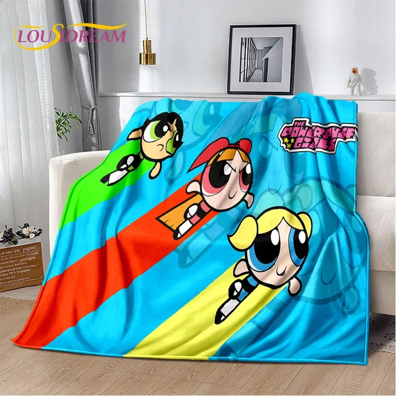 Cartone animato carino P-Powerpuff ragazza morbida coperta di flanella per letti camera da letto divano Picnic, coperta per copertura regalo