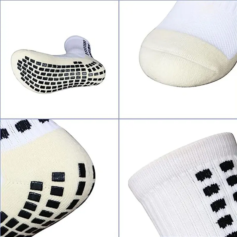 2 Pairs Set Men Grip Soccer Socks and Calf Sleeves Adult Youth Non Slip Leg Cover Guards for Basketball Football Sports Socks