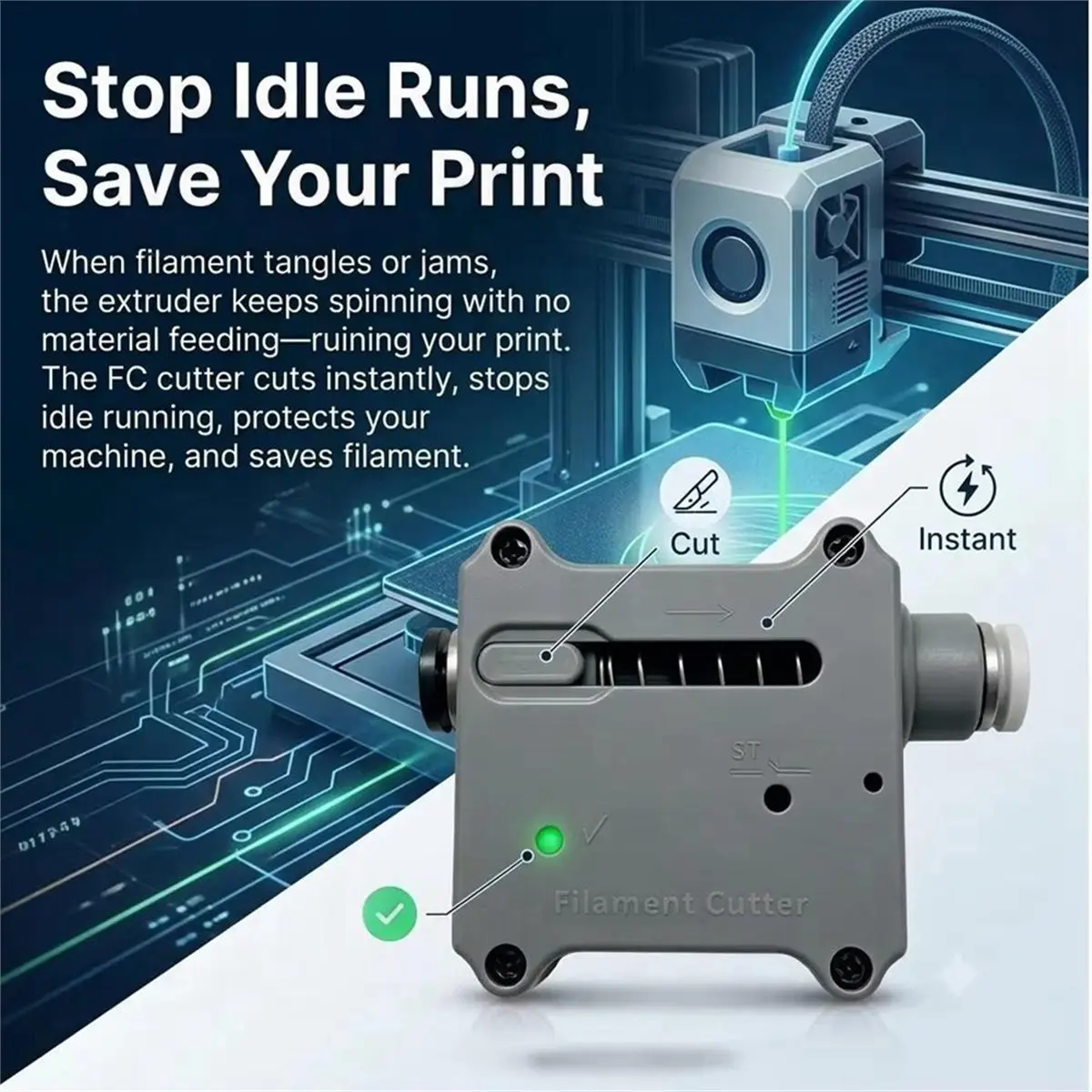 【POPULAR PICK】-Diverter Filament Cutter Automatic with Cleaning Brush 1.75mm Cutter Auxiliary Feeder 3D Printer Accessories