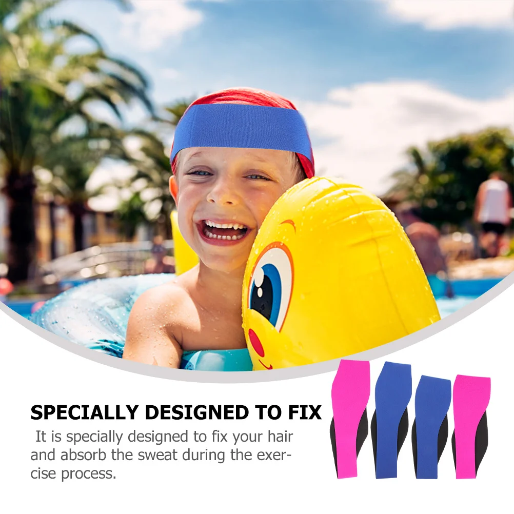 

4Pcs Swim Headband Breathable Yoga Sports Band Sweat Absorbent Unisex Ear Covers for Exercise Fitness Supplies