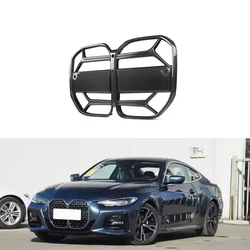 

For BMW G22 G23 4 Series Prepreg Dry Carbon Gloss Black Front Grille Grille Cover Trim 2021-2022